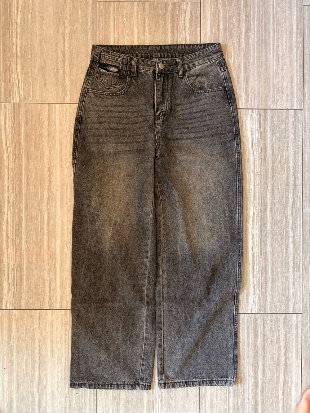High-Waist Straight Black Denim Skirt